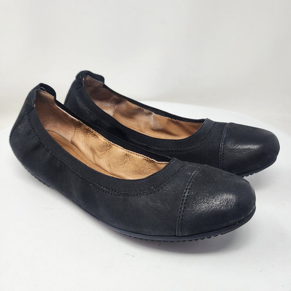 Josef Seibel Pippa Ballet Flat Women EU40/US9.5 Black Leather Elastic Topline
